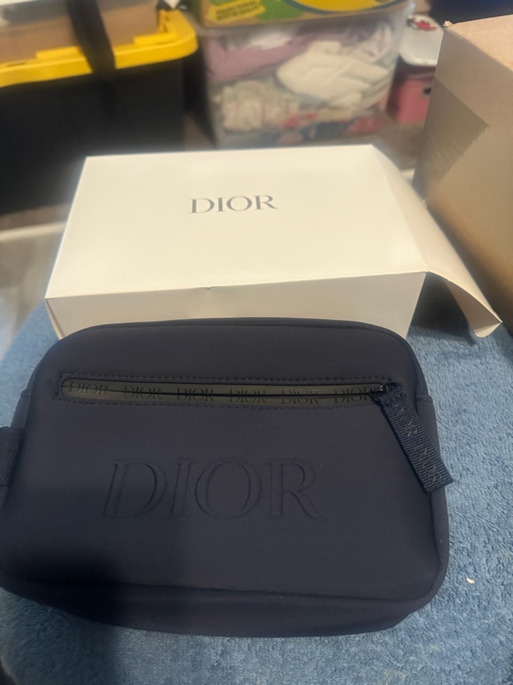 Dior  Black Embossed Toiletry Pouch - Picture 8 of 12